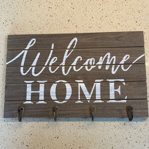 Rustic Brown Welcome Home Wall Decor/ key holder